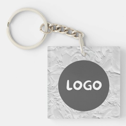 Witte Patroon Business Logo & QR-code dubbelzijdig Sleutelhanger (Voorkant)