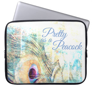 Witte paukveer als pauw pastel laptop sleeve