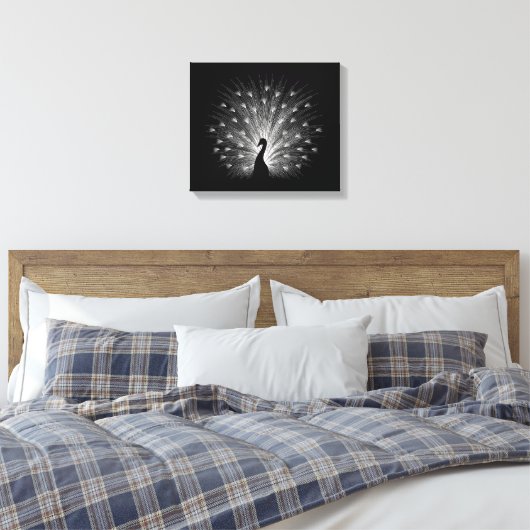 Witte pauw canvas afdruk (Insitu (Slaapkamer))