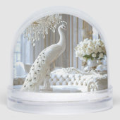 Witte pauw sculptuur sneeuwbol (Voorkant)