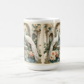 Witte pauwen bij de fontein koffiemok (Center)