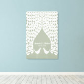 Witte pauwen bruiloft gastenboek canvas afdruk (Insitu (Houten vloer))