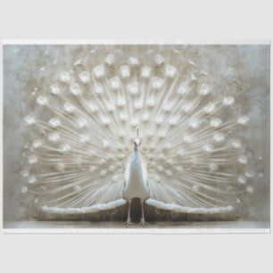 Witte pauwenveren ontrold decoupage tissuepapier