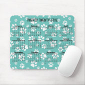 Witte Paw Prints 2025 Kalender Mousepad Muismat (Met muis)