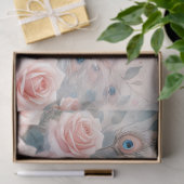 Witte Peacock Blush Roze Rozen Decoupage Tissuepapier (Geschenk)