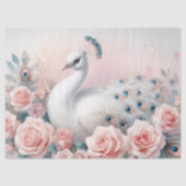 Witte Peacock Blush Roze Rozen Decoupage Tissuepapier (Voorkant)