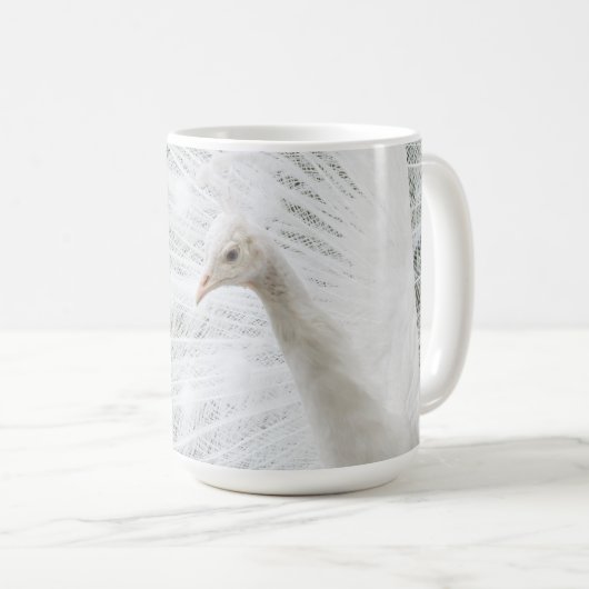 Witte Peacock mooie veren Latte Mok (Voorkant rechts)