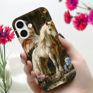 Witte  Pegasus Grieks Mythe Fantasy Castle iPhone 16 Hoesje