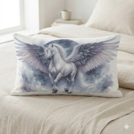 Witte Pegasus Maanverlichte Vleugels Hemelse Droom Kussen