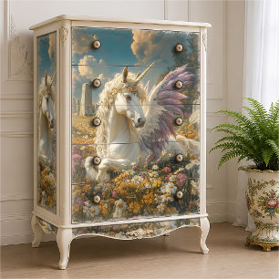 Witte Pegasus met Paarse Vleugels Fantasie Mythisc Tissuepapier