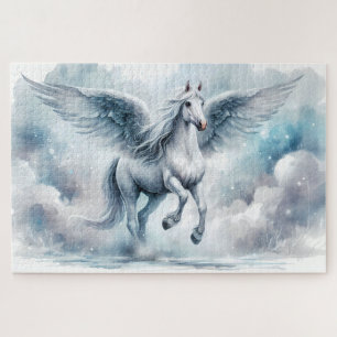 Witte Pegasus Vleugels Zachte Blauwe Lucht Droomla Legpuzzel