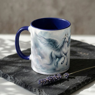 Witte Pegasus Vleugels Zachte Blauwe Lucht Droomla Mok