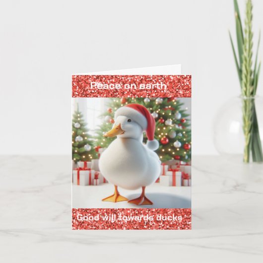 Witte Pekin Duck Kerst Kaart (Voorkant)