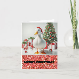 Witte Pekin Santa Duck Kerst Kaart