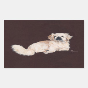 Witte Pekingees Hond Rechthoekige Sticker