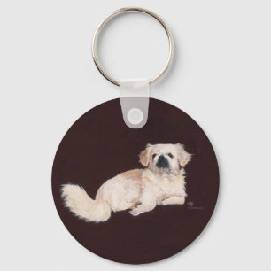 Witte Pekingees Hond Sleutelhanger