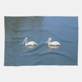 witte pelicaanse blauwe keukenhanddoek (Horizontaal)