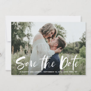 Witte penseel met de hand geletterde foto Save the Date
