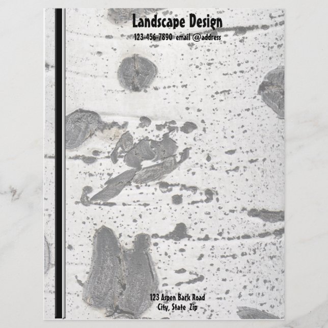 Witte penseelstructuur met boomschors gepersonaliseerd briefhoofd (Voorkant)