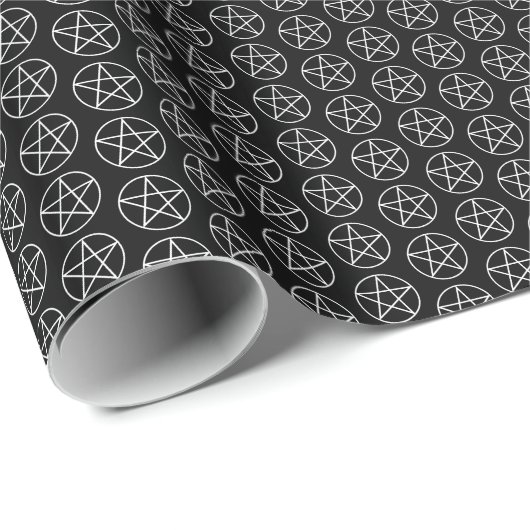 Witte pentagram op zwart cadeaupapier (Rol Hoek)