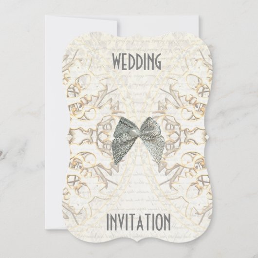 Witte perkamperpapier snijdvocht bruiloft kaart (Voorkant)