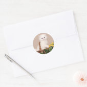 Witte persiaanse kitten ronde sticker (Envelop)