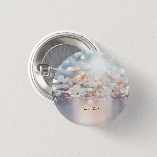 Witte perzik bloemige Button (Voorkant /achterkant)