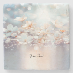 Witte perzik bloemsteen Onderzetter