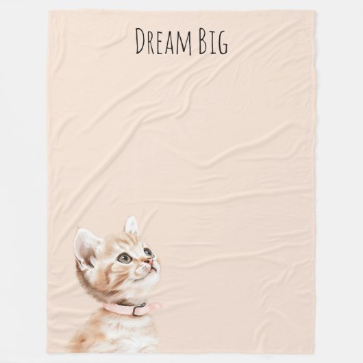 Witte Perzik Kat Fleece Deken (Voorkant)