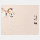 Witte Perzik Kat Fleece Deken (Voorkant (Horizontaal))