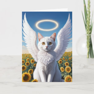 Witte Perzische Kat Engel Condoleancekaart Kaart