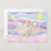 Witte Perzische kat engel in wolken Briefkaart (Voorkant / Achterkant)