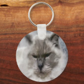 Witte perzische kat in Waterverf Sleutelhanger (Voorkant)