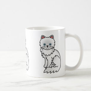 Witte Perzische Kat Met Blauwe Ogen Illustratie Koffiemok