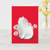 witte Perzische kat met mazen Kaart (Gele Bloem)