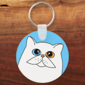 Witte Perzische kat met od-ogen Sleutelhanger (Voorkant)