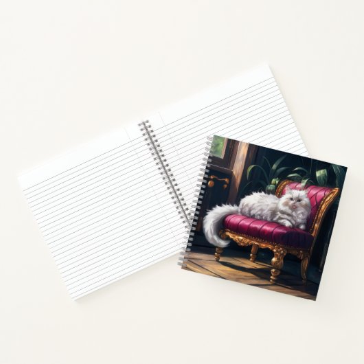 Witte Perzische kat Notitieboek (Binnen)