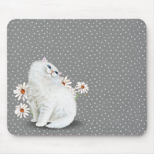 witte Perzische kat op Muismat van het puntpuntrat (Voorkant)