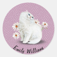 Witte Perzische kat op stippen