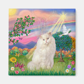 Witte Perzische Kat - Wolkenengel Magneet (Voorkant)
