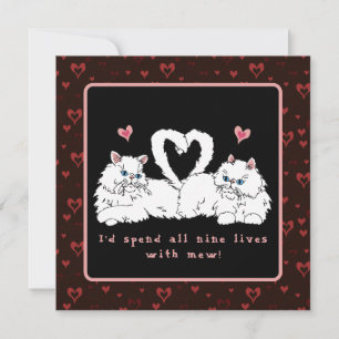 Witte Perzische katten met harten Valentijnsdag  Feestdagenkaart