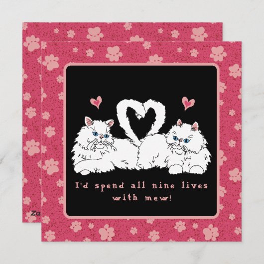 Witte Perzische katten met harten Valentijnsdag Feestdagenkaart (Voorkant / Achterkant)