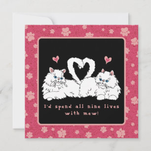 Witte Perzische katten met harten Valentijnsdag  Feestdagenkaart