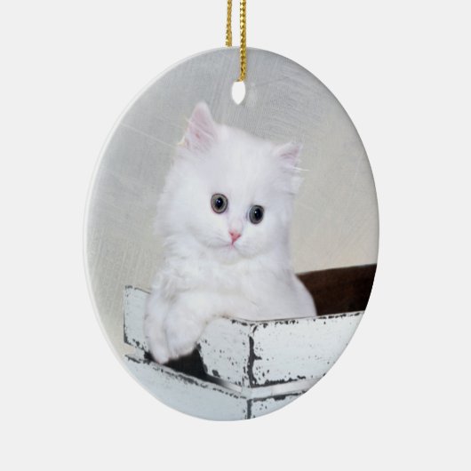 Witte Perzische kitten Keramisch Ornament (Rechts)