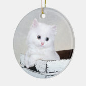 Witte Perzische kitten Keramisch Ornament (Links)