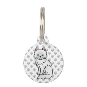Witte Perzische Mopshond Cute Cartoon Kat & Huisdi Huisdierpenning