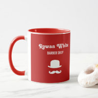 Witte pet en snor-silhouet rood