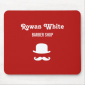 Witte pet en snor-silhouet rood muismat (Voorkant)