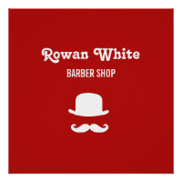 Witte pet en snor-silhouet rood