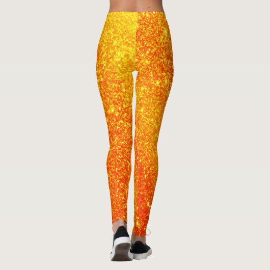 Witte Pet Gestapelde pompoenen Glitter Halloween Leggings (Achterkant)